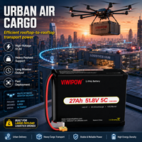 Harga Pabrik VIWIPOW Baterai Drone FPV Semi-solid State 5C 14S 27000mAh 51.8V CE 800 Siklus Baterai Drone Tugas Berat