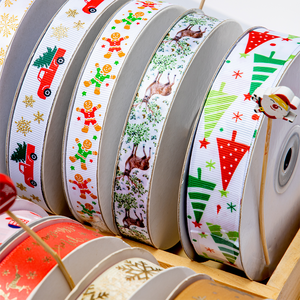 Rubans en satin imprimés personnalisés de haute qualité 100% polyester, 2,5 cm, simple face, écologiques, pour mariage, Noël, cadeaux, rouleau avec logo - Product Image 2