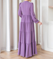 R-770 Damen Nahöstliches Muslimisches Atmungsaktives Polyester-Abaya-Kleid Elegantes Blumen-Paisley-Muster Lange Knöchellange Ärmel