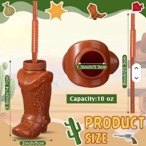 10OZ Smoothie Shaped Kunststoff Cowboys tiefel Slush Yard Cups Bierkrug mit Strohhalm - Product Image 2