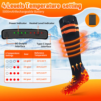 Chaussettes chauffantes tricotées pour hommes et femmes avec contrôle par application, 5000 mAh*2, rechargeables, lavables, pour adultes, chasse et ski en hiver