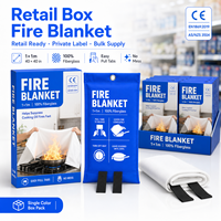 Couverture anti-feu en fibre de verre 1m x 1m certifiée CE, avec languettes de traction sans désordre, emballage individuel en boîte couleur
