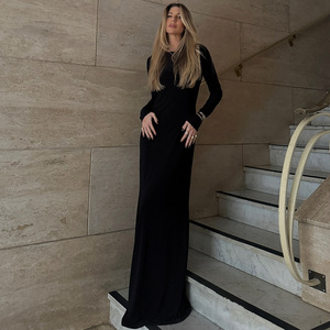 Vestido de noche de manga larga sin espalda, ajustado al cuerpo, para mujer, elegante y a la moda, para fiestas. - Product Image 2