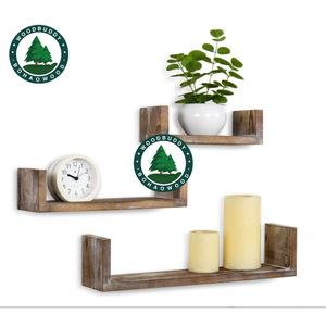 Woodbuddy Solid Wood Wall <b>Shelf</b> U Shape <b>Pine</b> Wood Living Room Plant Display Rack Customizable Size Wall Mounted Type - Product Image 4