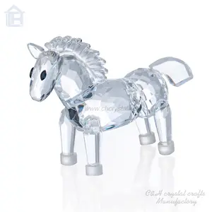 Mini figurines d'animaux en verre, 1 pièce, décoration de voiture, de maison, petite Sculpture de cheval