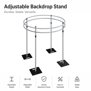 Supporto per Sfondo a Doppio Anello Circolare, Struttura Telescopica in Alluminio a Quattro Pali, Resistente per Studio Fotografico e Decorazione - Product Image 1
