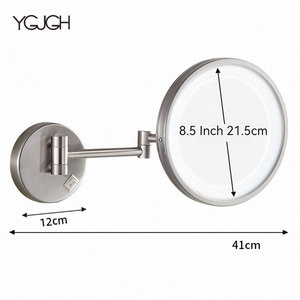 Espejo de <span class=keywords><strong>Baño</strong></span> LED de Pared con Acabado Niquelado Cepillado, Giratorio 360 Grados, Espejo de Afeitar LED de Pared con Acabado Niquelado Cepillado <span class=keywords><strong>para</strong></span> <span class=keywords><strong>Baño</strong></span> - Product Image 3