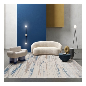 Tapis de sol à rayures salon chambre anti-dérapant décoration nordique Beige et gris Design abstrait grand tapis tapis - Product Image 3