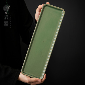 Bandeja de cerámica para preparación de té en seco, bandeja rectangular larga para juego de té Kung Fu, mesa de té pequeña, bandeja de servicio estilo japonés - Product Image 4