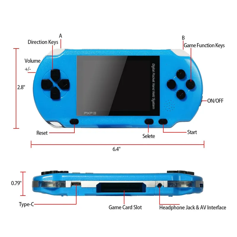 PXP Mini handheld game console 3.0 inch screen Retro style portable pocket Kids gift