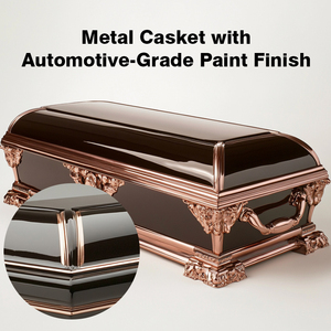 Ataúd de Metal de Acero de Alta Calidad de 20 Ga con Acabado Dorado Griego en Tono Blanco Antiguo para Funerales - Product Image 3