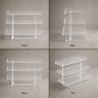 Support de service surélevé transparent à 3 niveaux, personnalisé et très demandé, pour buffet de mariage, desserts, pâtisseries, sushis, présentoir à gâteaux en acrylique