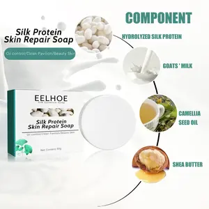 OEM Silk Protein Skin Repair Soap Facial Cleaning Remove Mites Blackheads Natural Goat <b>Milk</b> Cleansing <b>Bath</b> Skin Whitening Soap - Product Image 2