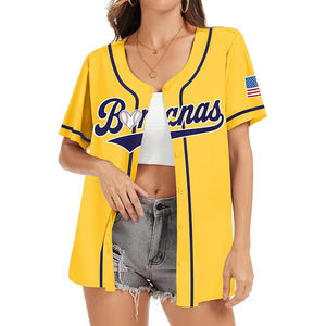 T-shirt de baseball pour femme, motif graphique, numéro de fan, haut boutonné à manches courtes, maillot de baseball personnalisé World - Product Image 1