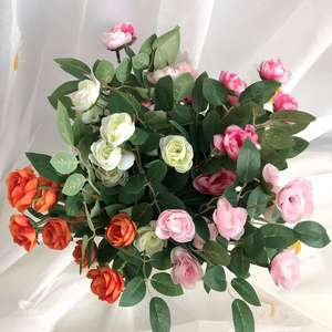 11 têtes de haute qualité rouge blanc rose à court terme Rose fleur artificielle <span class=keywords><strong>buisson</strong></span> à vendre fleurs à tige unique <span class=keywords><strong>pas</strong></span> <span class=keywords><strong>cher</strong></span> fête de noël - Product Image 4