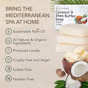Sapone organico al cocco e al burro di karité profumato sapone naturale essenziale fatto a mano per uomini e donne, viso e corpo - Product Image 5