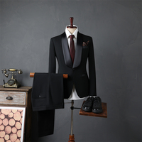 Costume d'affaires classique ajusté pour homme, style coréen, pour garçons d'honneur, col en V, anti-plis