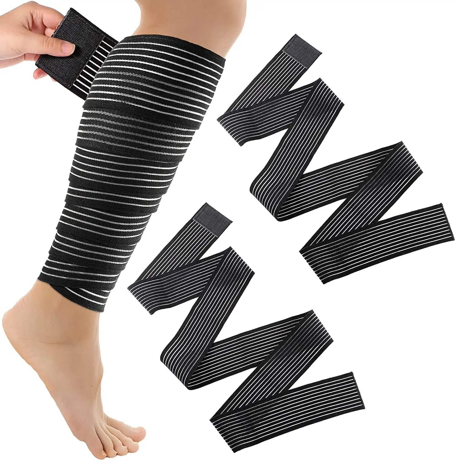 Bandage élastique de compression pour mollet Manchon de compression pour jambes Bandage genouillères Brassards cheville orthèse coudières Bandage d'épaules