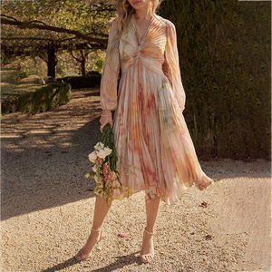 <span class=keywords><strong>Robe</strong></span> <span class=keywords><strong>longue</strong></span> plissée à imprimé floral décontractée de luxe avec col en V, nouvelle collection été <span class=keywords><strong>2023</strong></span> - Product Image 2
