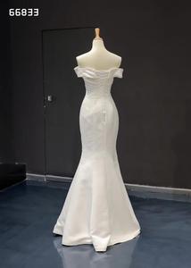 Off-shoulder Sexy <strong>Mermaid</strong>/Trumpet Ivory Simple <strong>Styles</strong> Satin Wedding <strong>Dresses</strong> - Product Image 5