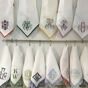 Servilletas De <span class=keywords><strong>Lino</strong></span> personalizado Hemstitch con monograma servilletas De <span class=keywords><strong>Lino</strong></span> bordado personalizado de boda servilleta De cóctel bordada - Product Image 1