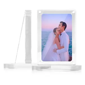 Weiße günstige Acryl-Fotoauflage Digital Fotorahmen Acryl-Fotoauflage mit MP3 7-Zoll-Acryl-LCD-Bildschirm Typ-c JPG/BMP/PNG