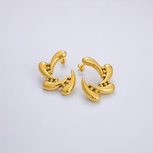 Geometric Teardrop <b>Stud</b> Earrings 18K Gold Plated <b>Titanium</b> Steel Party Jewelry for Women - Product Image 3