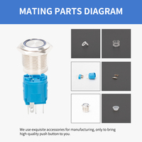 Interrupteur à bouton-poussoir métallique étanche 12/16/19/22 mm, éclairé par LED, momentané ou à enclenchement, IP67, pour applications automobiles, marines et industrielles
