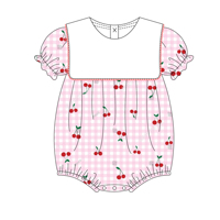 Lätzchenkragen mit rotem Picot-Besatz, bestickte Blanko-Sommerkleider für Mädchen, individueller Baby-Strampler, passend zu lässigen Baumwollkleidern für Mädchen