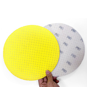 Papier abrasif abrasif pour cloisons sèches pour ponceuse de <span class=keywords><strong>plafond</strong></span> <span class=keywords><strong>girafe</strong></span> 225 mm disque abrasif jaune crochet et boucle alumine blanche - Product Image 6