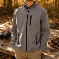 Veste décontractée pour homme GENFONT en polyester tissé, coupe-vent, col montant, doublure polaire, taille standard