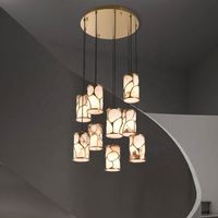 Lampe en albâtre espagnol au design minimaliste moderne, luminaire suspendu en marbre naturel pour villa, salon, chambre à coucher, lustre créatif
