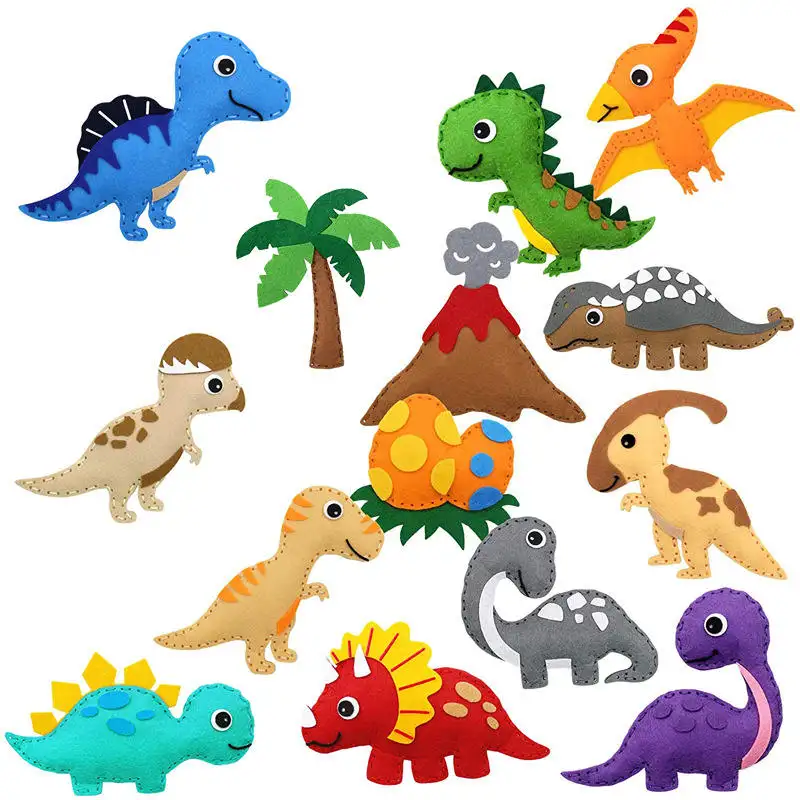 Dinosaur Children Felt Plush Animals Craft Kit Educational DIY Sewing Toys for kids