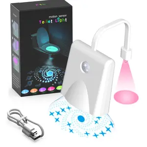 Luce notturna del bagno sensore di movimento LED 8 colori all'interno della toilette USB lampada a induzione del corpo umano ricaricabile