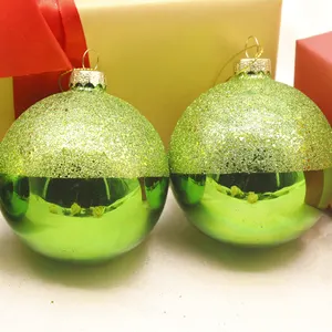 하이 퀄리티 8 cm 녹색 불어 유리 크리스마스 트리 매달려 공 크리스마스 장식품