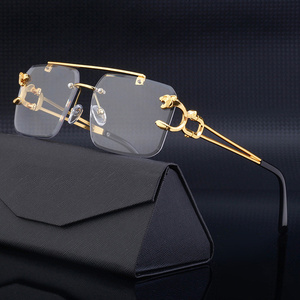 Lunettes carrées de luxe homme femme marque Designer Vintage lunettes sans monture mâle femme mode rétro miroir Oculos De Sol - Product Image 3
