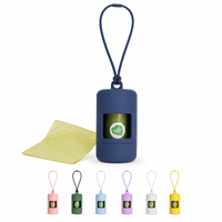 Distributeur de sacs à déjections pour chiens et chats en silicone réutilisable et pratique avec cordon porte-clés