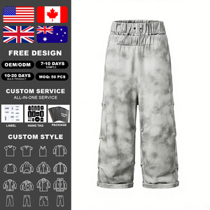 Custom Breathable Cotton Dirty Washed Double Waist Sweatpants <b>Hip</b> Hop Design Men's Rhinestone Pants Factory Wholesale - Product Image 2