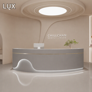 LUX Led <b>Reception</b> <b>Desk</b> Pink <b>Salon</b> <b>Reception</b> <b>Desk</b> White Cash Counter Boutique Clothing Store Checkout Counter - Product Image 2