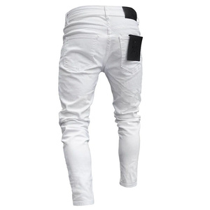 Homens Quebrado Buraco Lápis <span class=keywords><strong>Jeans</strong></span> Homens Calças Casuais Fino Denim Calças Cowboys Clássicos Homem Jovem <span class=keywords><strong>Skinny</strong></span> Slim Fit Angustiado Calças - Product Image 4