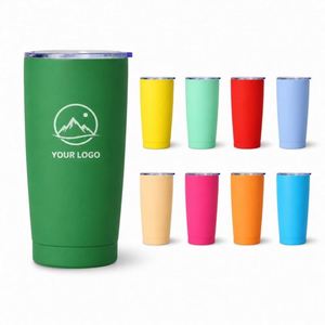 Custom Logo <b>Matte</b> <b>Rubber</b> Coated 20oz Stainless Steel Tumbler Splash Proof Lid Promotional Corporate Gift Insulated Travel Mug - Product Image 1