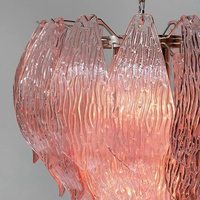 Lustre à fleurs en verre de Murano rose vintage français pour escalier de restaurant de chambre à coucher et éclairage intérieur de luxe
