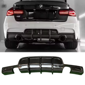 ดิฟฟิวเซอร์หลังคาร์บอนไฟเบอร์แท้ทรง PH สำหรับ BMW ซีรีส์ 3 F30 <span class=keywords><strong>F35</strong></span> แบบสองด้าน ช่องลมออกเดียว - Product Image 1