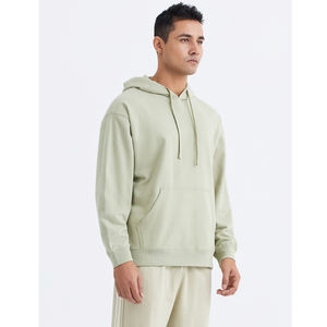Sudadera con capucha teñida lisa de gran tamaño de peso pesado 380 GSM, poliéster grueso/algodón en blanco para otoño para clima frío - Product Image 6