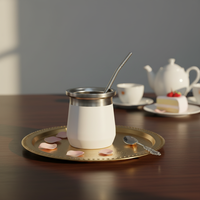 Tasse à Yerba Maté QIQING en Acier Inoxydable à Double Paroi, Certifiée LFGB, Style Classique, Incassable, Isolée, Petite Tasse à Thé
