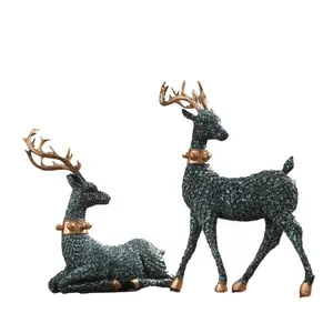 Resin Buck Statue Deer Home Animal Art Decor Office Ornaments Living Room Decorations