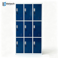 Armoire de rangement en acier robuste à 9 compartiments avec trous de ventilation pour bureau, salle de sport, école