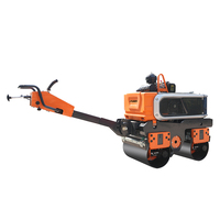 Rouleau compresseur vibrant à double tambour FURD de 800 kg, transmission hydraulique, vibration 70 Hz, moteur à essence 9,0 CV