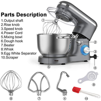 Batteur sur socle électrique pour la maison Golden Chef 5,5 QT 6 vitesses Conception à tête inclinable Bol mélangeur en acier inoxydable Mélangeur alimentaire de haute qualité