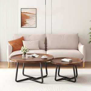 Set di Tavolini <span class=keywords><strong>da</strong></span> Caffè Moderni ed Economici con Struttura in Metallo Rotonda e Funzione Portatile per Soggiorno e Arredamento Casa - Product Image 5